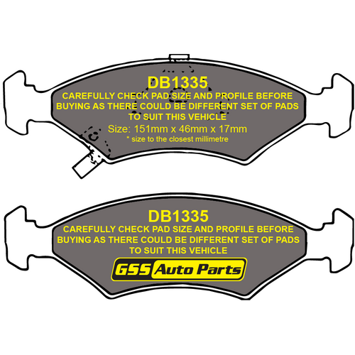 Budget Front Brake Disc Pads DB1335 DB1335 suits MENTOR 1.5L 10/96 - 6/00, SPECTRA 5/01 - 6/04