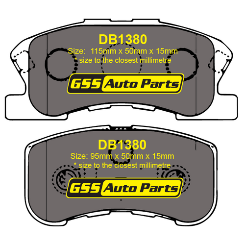 Budget Front Brake Disc Pads DB1380 DB1380 suits SIRION 1.0, 1.3L 7/98 - 12/02, YRV 1.3L 7/01 - 05