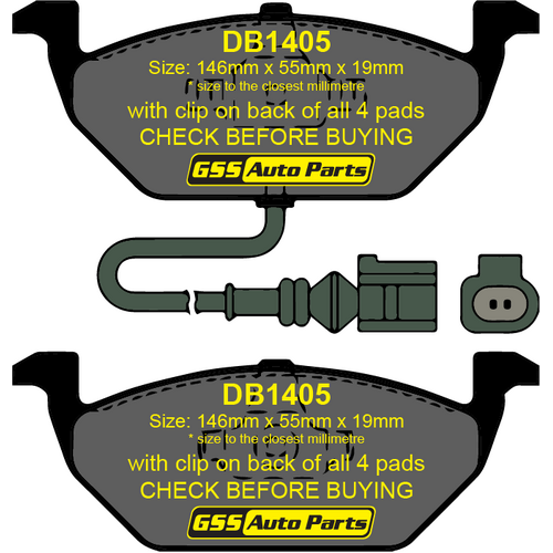 Budget Front Brake Disc Pads DB1405 DB1405 suits AUDI A2, A3, VW BORA, GOLF, POLO (no sensor)