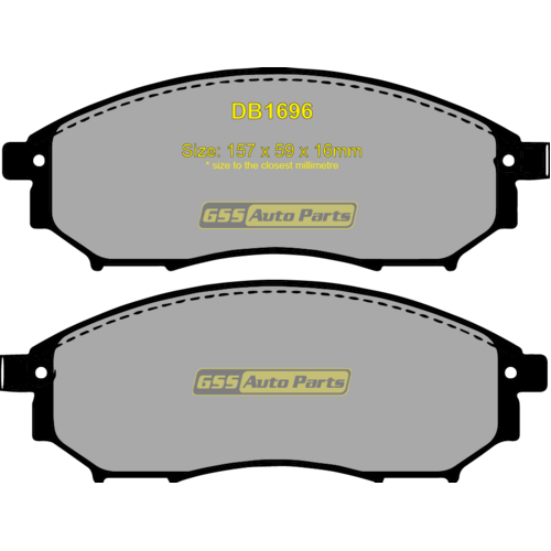 Budget Front Brake Disc Pads DB1696 DB1696 6/2011 ONWARDS BUILD ONLY - CHECK PAD SHAPE AND SIZE TO CONFIRM.