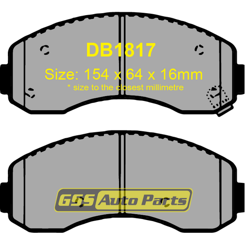 Budget Front Brake Disc Pads DB1817 DB1817 suits KIA PREGIO 2004 ON, K2700 01-05