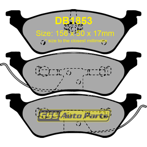 Budget Rear Brake Disc Pads DB1853 DB1853 suits VOYAGER RG 5/01-08, JEEP CHEROKEE KJ 01-08