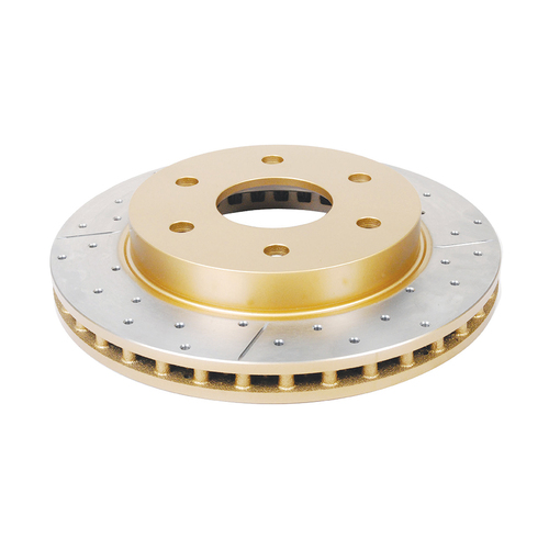 DBA Street Series Gold Cross Drilled & Slotted Brake Rotor (1) DBA2000X