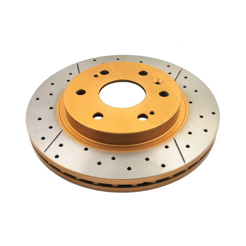 DBA Street Series Gold Cross Drilled & Slotted Brake Rotor (1) DBA2010X