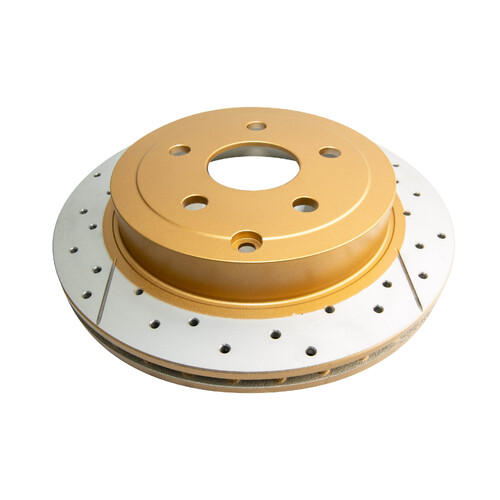 DBA Street Series Gold Cross Drilled & Slotted Brake Rotor (1) DBA2027X