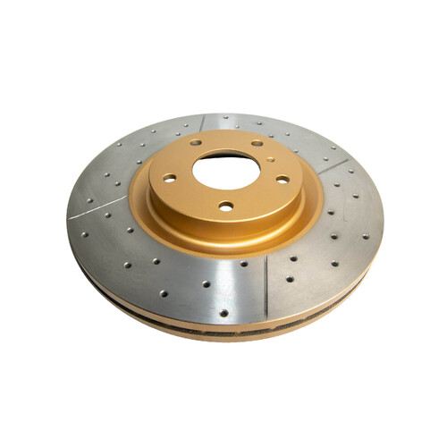 DBA Street Series Gold Cross Drilled & Slotted Brake Rotor (1) DBA2308X