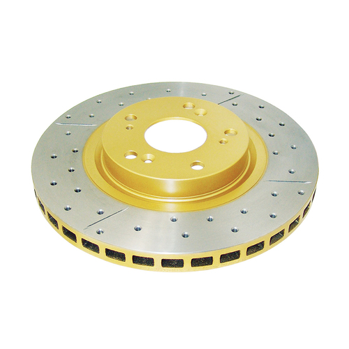 DBA Street Series Gold Cross Drilled & Slotted Brake Rotor (1) DBA2500X