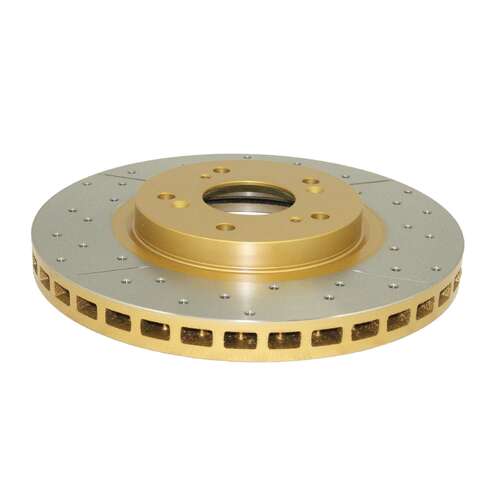 DBA Street Series Gold Cross Drilled & Slotted Brake Rotor (1) DBA2510X