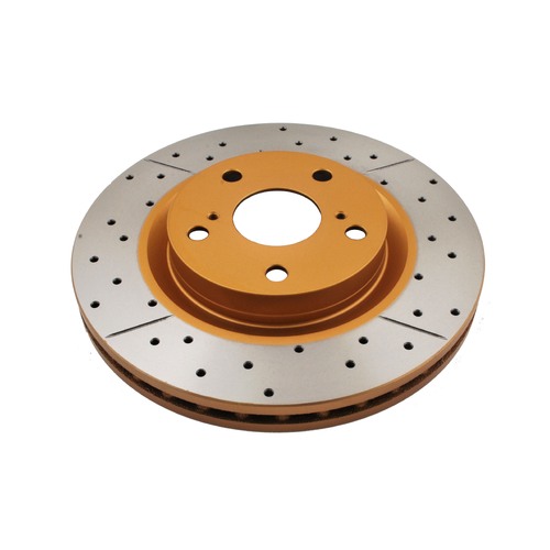 DBA Street Series Gold Cross Drilled & Slotted Brake Rotor (1) DBA2709X