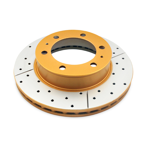 DBA Street Series Gold Cross Drilled & Slotted Brake Rotor (1) DBA2714X