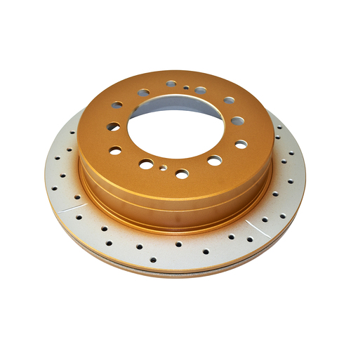 DBA Street Series Gold Cross Drilled & Slotted Brake Rotor (1) DBA2737X