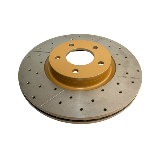 DBA Street Series Gold Cross Drilled & Slotted Brake Rotor (1) DBA2962X