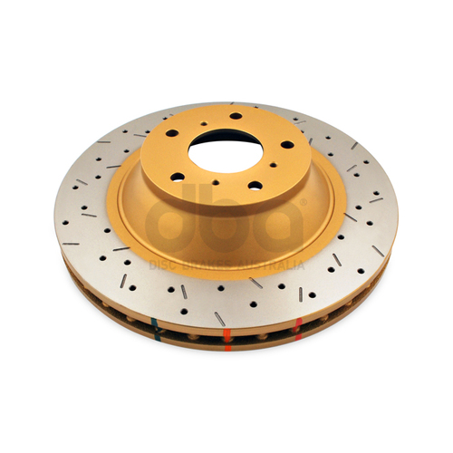 DBA 4000 Series Gold Cross Drilled & Slotted Brake Rotor (1) DBA4055XS