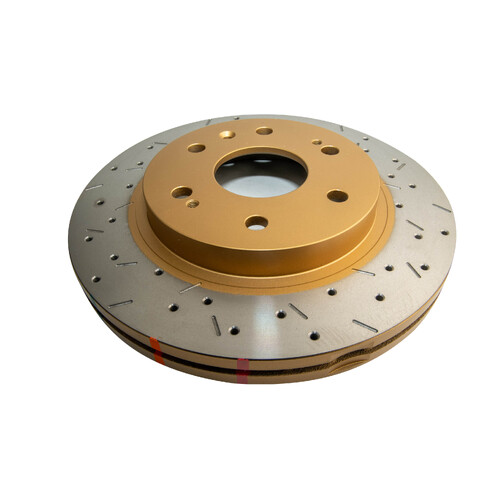 DBA 4000 Series Gold Cross Drilled & Slotted Brake Rotor (1) DBA42010XS