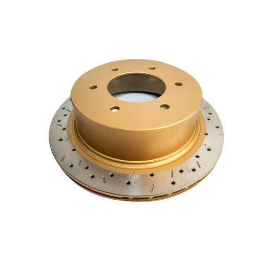 DBA 4000 Series Gold Cross Drilled & Slotted Brake Rotor (1) DBA42215XS