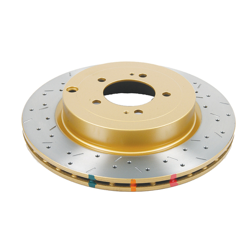 DBA 4000 Series Gold Cross Drilled & Slotted Brake Rotor (1) DBA42225XS