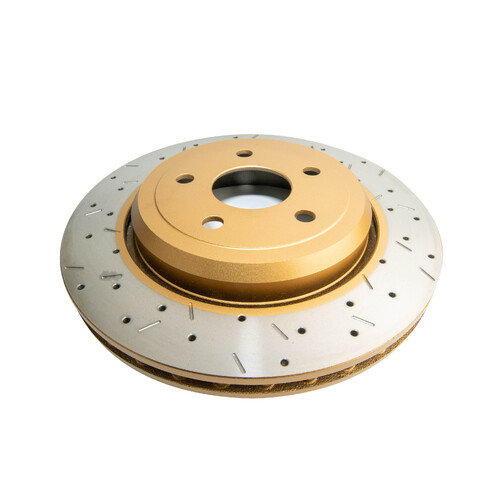 DBA 4000 Series Gold Cross Drilled & Slotted Brake Rotor (1) DBA42633XS