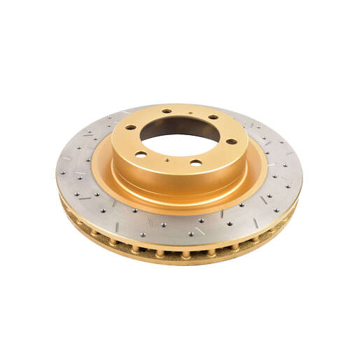 DBA 4000 Series Gold Cross Drilled & Slotted Brake Rotor (1) DBA42736XS