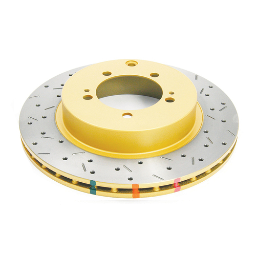 DBA 4000 Series Gold Cross Drilled & Slotted Brake Rotor (1) DBA4419XS
