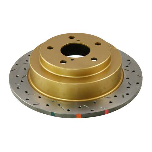 DBA 4000 Series Gold Cross Drilled & Slotted Brake Rotor (1) DBA4644XS