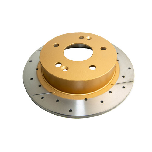 DBA Street Series Gold Cross Drilled & Slotted Brake Rotor (1) DBA489X