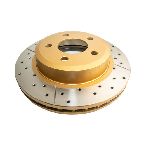 DBA Street Series Gold Cross Drilled & Slotted Brake Rotor (1) DBA502X