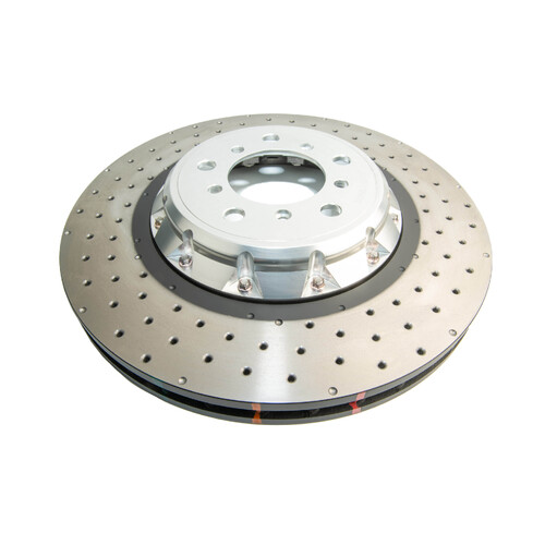 DBA 5000 Series T3 Cross Drilled & Dimpled Fully Assembled 2-piece Silver Hat Brake Rotor (1) DBA52280SLVXD