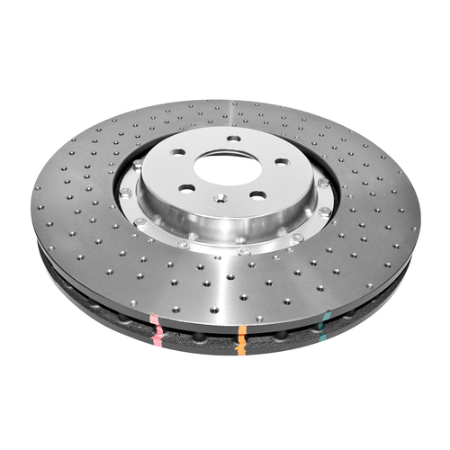DBA 5000 Series T3 Cross Drilled & Dimpled Fully Assembled 2-piece Silver Hat Brake Rotor (1) DBA52774SLVXD