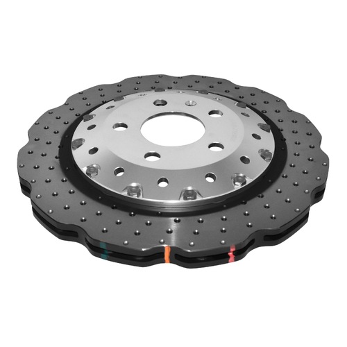 DBA 5000 Series T3 Cross Drilled & Dimpled Fully Assembled 2-piece Silver Hat Brake Rotor (1) DBA52834WSLVXD