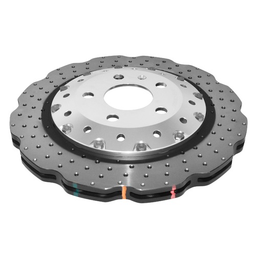 DBA 5000 Series T3 Cross Drilled & Dimpled Fully Assembled 2-piece Silver Hat Brake Rotor (1) DBA52836WSLVXD