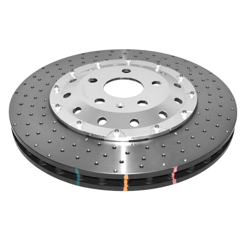 DBA 5000 Series T3 Cross Drilled & Dimpled Fully Assembled 2-piece Silver Hat Brake Rotor (1) DBA52842SLVXD