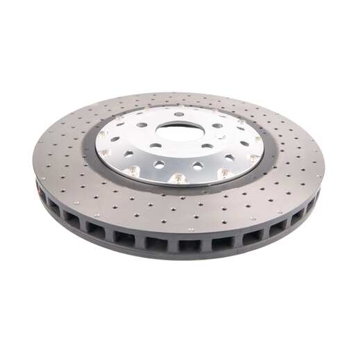 DBA 5000 Series T3 Cross Drilled & Dimpled Fully Assembled 2-piece Silver Hat Brake Rotor (1) DBA53002SLVXD