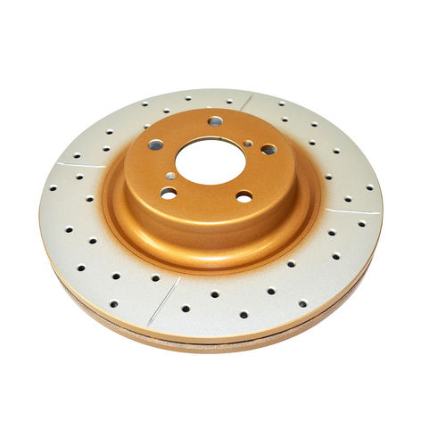 DBA Street Series Gold Cross Drilled & Slotted Brake Rotor (1) DBA650X