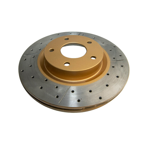DBA Street Series Gold Cross Drilled & Slotted Brake Rotor (1) DBA954X