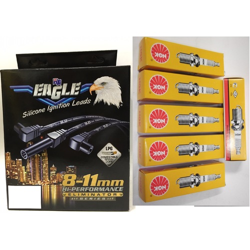  Eagle 10.5mm Performance Ignition Leads & 6 NGK Spark Plugs E1056113BK BPR5E   suits Nissan Patrol Y60 GQ 4.2L TB42 & Ford Maverick