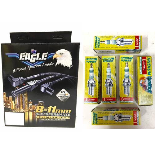  Eagle 10.5mm Ignition Leads & Denso Iridium Spark Plugs E1056596BK IW16TT   suits Ford Falcon AU Series 2 & 3 6cyl