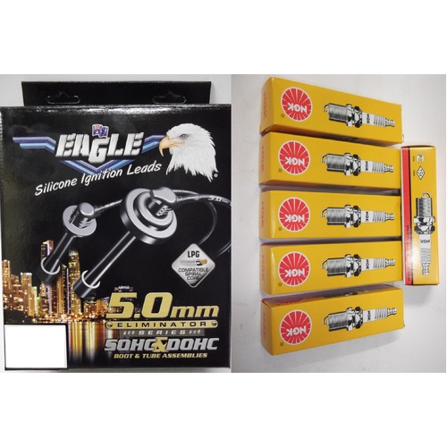 Eagle 5mm Ignition Leads & Ngk Spark Plugs E56741-BKR6ETUB
