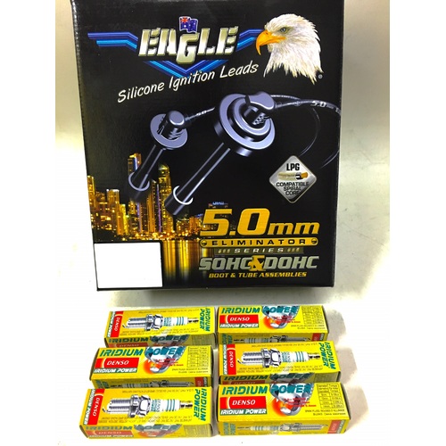 Eagle 5mm Ignition Leads & Denso Iridium Spark Plugs E56744-IK20TT
