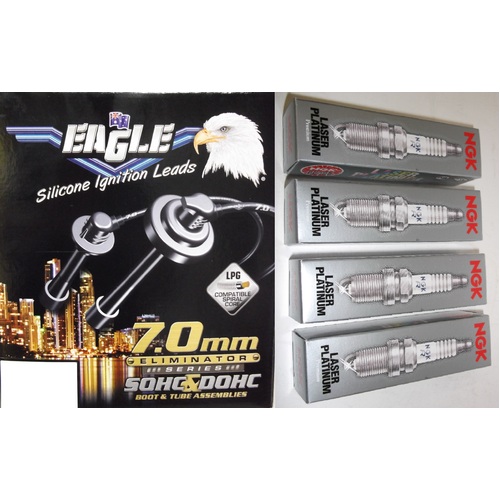 Eagle 7mm Ignition Leads & 4 Ngk Platinum Spark Plugs E74577-BKR6EP-8