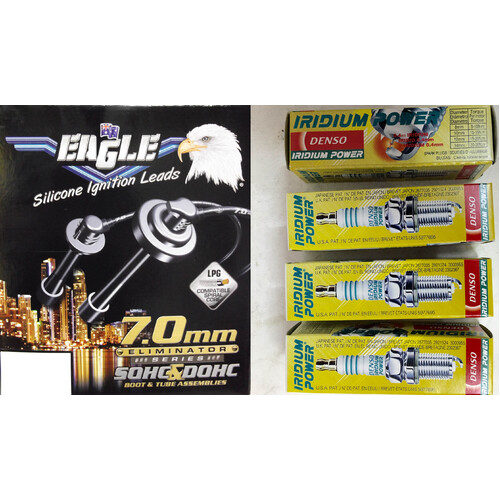Eagle 7mm Ignition Leads & 4 Denso Iridium Spark Plugs E74633-IK16TT