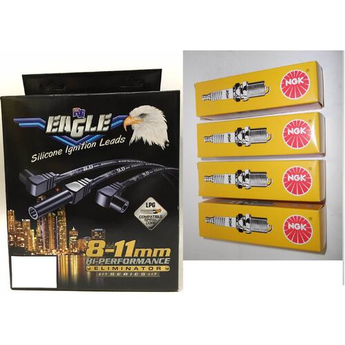  Eagle 9mm Ignition Leads & NGK Spark Plugs E9405 BP5ES   suits Nissan/Datsun 120Y Sunny