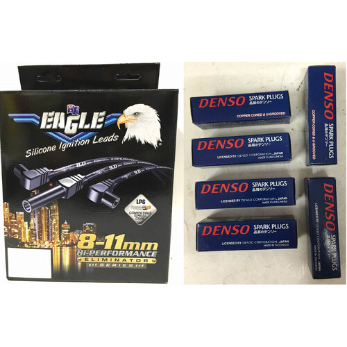  Eagle 9mm Ignition Leads & 6 Denso Spark Plugs E96168 KJ20CR-L11   suits JEEP 4.0 91-99