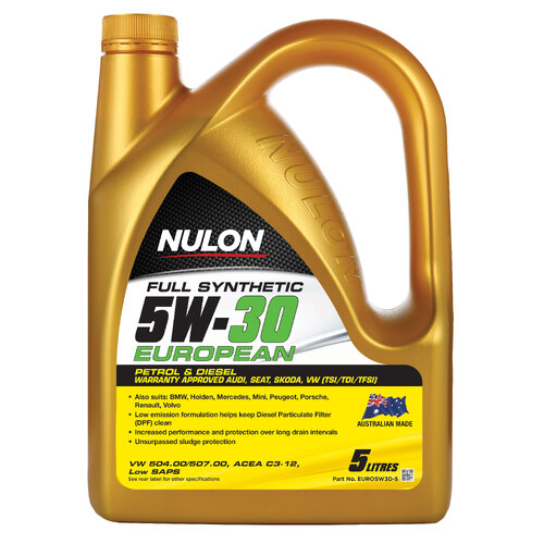 Nulon Full Synthetic Euro Engine Oil  5l 5w30 EURO5W30-5 