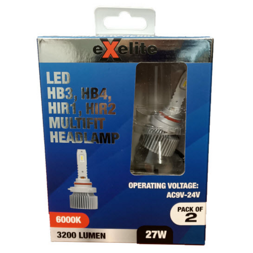 Exelite Multifit Led Headlight Globes 6000K 3200 Lumen (2Pc) HB3 HB4 EXMF2