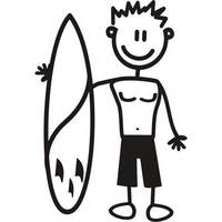 Genuine My Family Sticker - Father with Surfboard