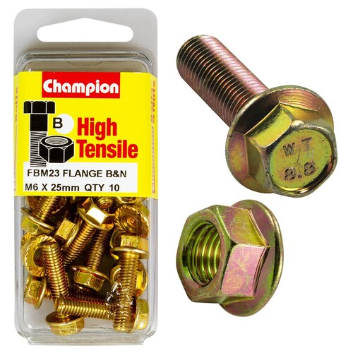 Champion Fasteners Pack Of 5 M6 X 25Mm High Tensile Hex Set Screws And Nuts - Zinc Plated 5PK FBM23