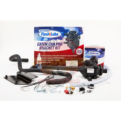 Flashlube Oil Catch Can Pro with Vehicle Specific Fitting Kit FCCKT36 suits Toyota Hilux KUN26 3.0L (Connects to Breather on Intake Air Pipe)
