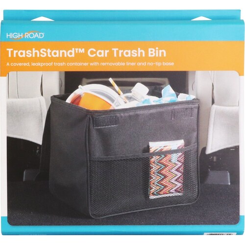 High Road Portable Tip-Resistant Car Garbage Bin HR-TSTAND-XLBLK