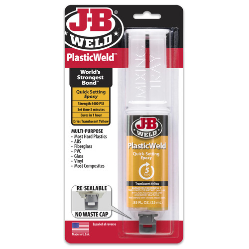 JB Weld Plasticweld 2 Part Epoxy Adhesive - Translucent Yellow  25ml  JBW50132 JBW50132