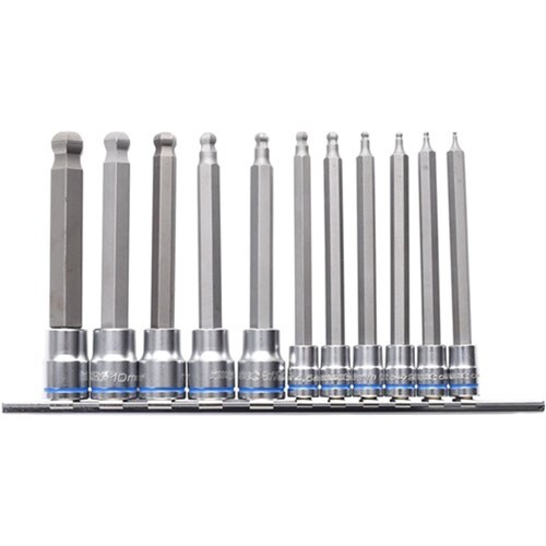 Kincrome Long Series 11 Piece Ball-End Hex Socket Set - 1/4" And 3/8" Drive, Metric K5523